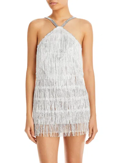 Bronx And Banco Womens Sequin Fringe Cocktail And Party Dress In White