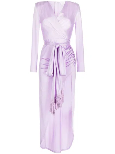 Bronx And Banco Wrap-around Metallic-effect Dress In Purple
