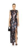 Bronx And Banco Zinna Embriodered Gown In Multi