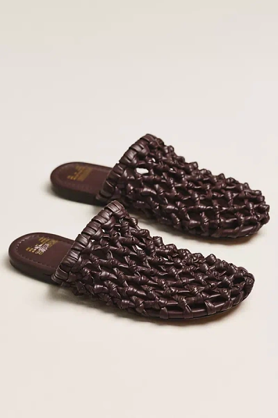 Bronx Ann-aya Woven Mule Flats In Brown