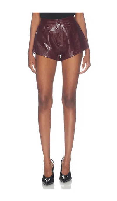 Bronx Banco Faux Leather Croc Embossed Shorts In Burgundy
