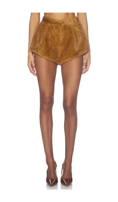 Bronx Banco Faux Mink Shorts In Brown