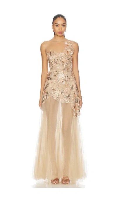 Bronx Banco Layla Sequin Floral Maxi Dress In Multi