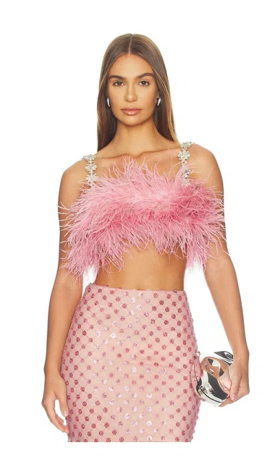 Bronx Banco Madeline Diamond Feather Crop Top In Pink