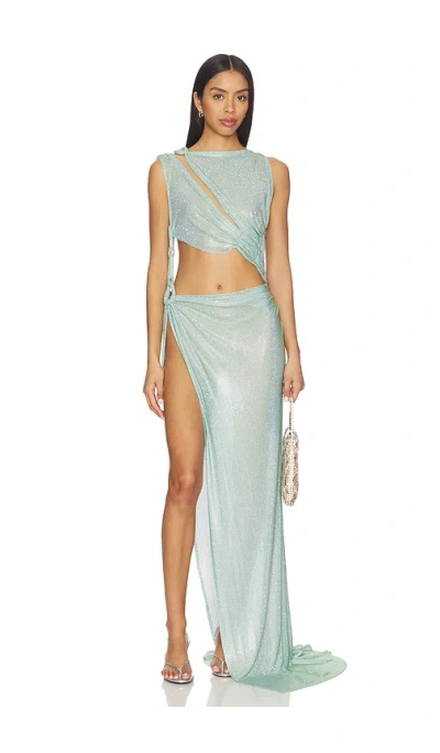 Bronx Banco Morocco Sleeveless Cutout Diamond Gown In Mint
