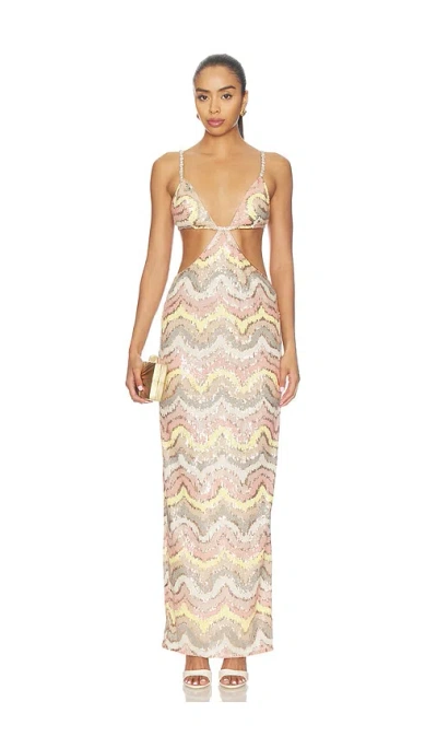 Bronx Banco Sonia Sequin Cutout Maxi Dress In Neutral