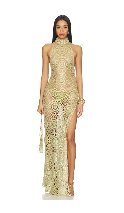 Bronx Banco Tunisa Crochet Halter In 올리브