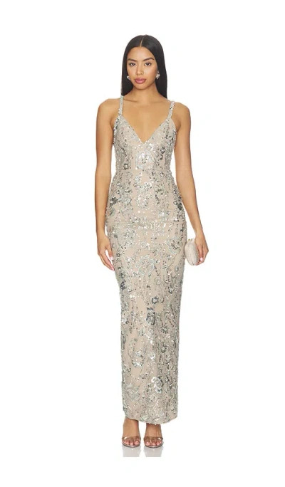Bronx Banco Venetian Allegra Maxi Dress In Silver