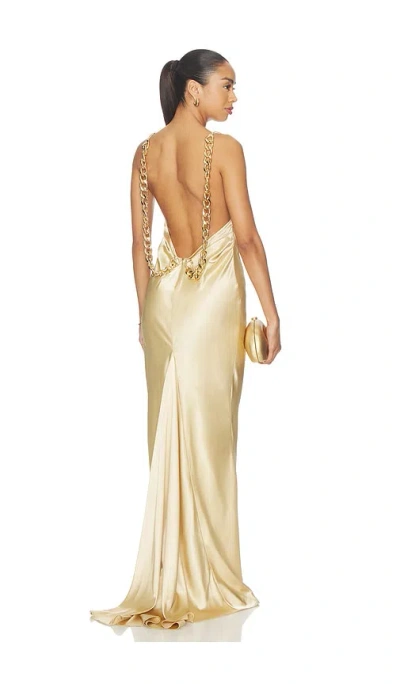 Bronx Banco Vivien Chain Low Back Gown In Gold