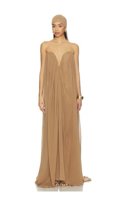 Bronx Banco Wanda Chiffon Dress In Brown