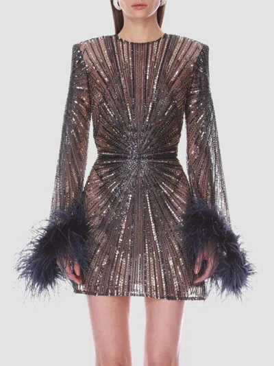 Bronx Banco Women's Embellished Feather-cuff Mini Dress In Brown