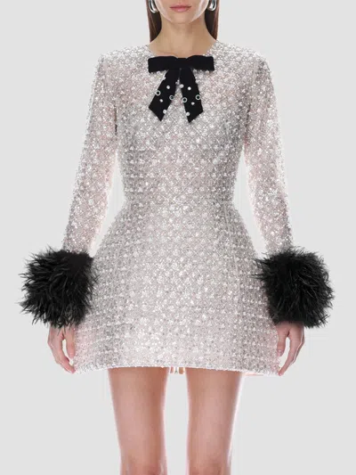 Bronx Banco Women's Embellished Feather-cuff Mini Dress In White