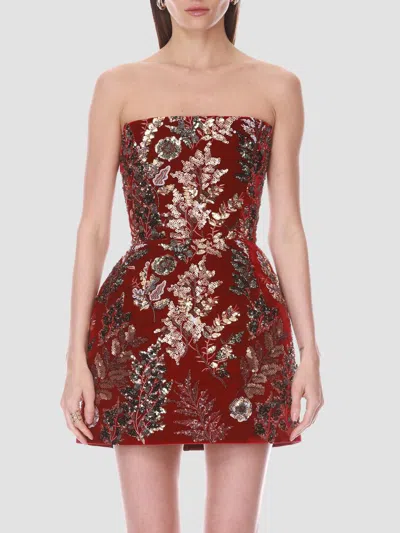 Bronx Banco Women's Embellished Velvet Fit & Flare Strapless Mini Dress In Red