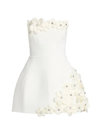 Bronx Banco Women's Estelle 3d Floral Strapless Minidress In White