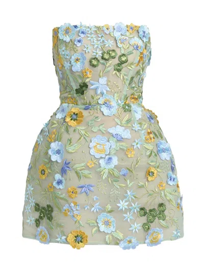 Bronx Banco Women's Jasmine Maraya Floral Appliqué Strapless Minidress In Green