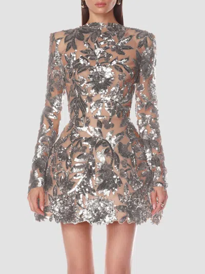 Bronx Banco Women's Sequined Floral Long-sleeve Mini Dress In Multi