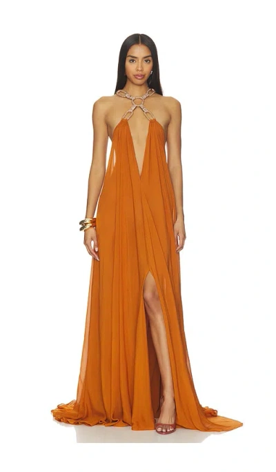 Bronx Banco Zuri Halterneck Cutout Dress In Gold