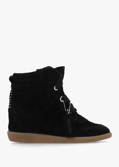Bronx Jae-yy Black Suede Lace Up High Top Wedge Trainers