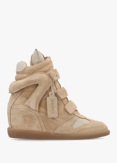Bronx Jae-yy Sand Suede High Top Wedge Trainers In Brown