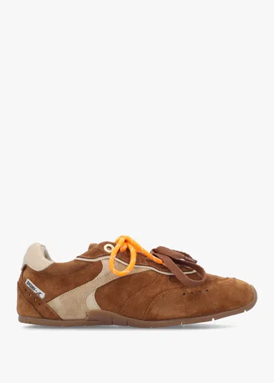 Bronx Myr-aa Caramel Oakmilk Suede Low Top Trainers In Brown