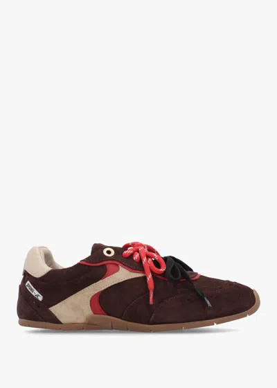 Bronx Myr-aa Coffee Bean Oakmilk Suede Low Top Trainers In Brown