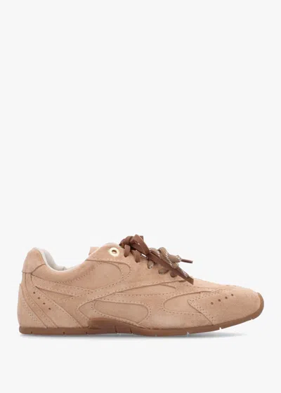 Bronx Myr-aa Mocha Mousse Suede Low Top Trainers In Brown