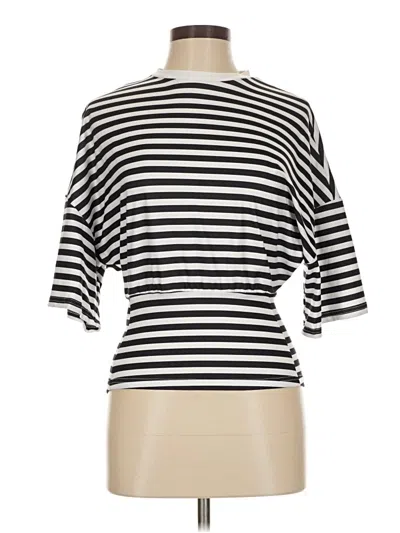 Pre-owned Bronze Snake 3/4 Sleeve Top Black Boatneck Tops