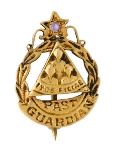 Pre-owned Brooch 10k Amethyst Past Guardian Daughters Of Job Lapel Pin In Multi