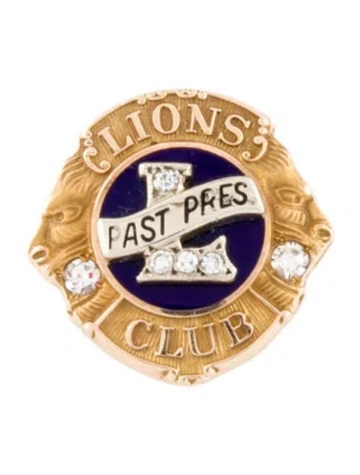 Pre-owned Brooch 10k Diamond Lions Club International Past President Pin  In Multi