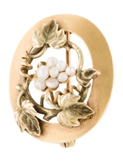 Pre-owned Brooch 10k Pearl Pin  In Multi