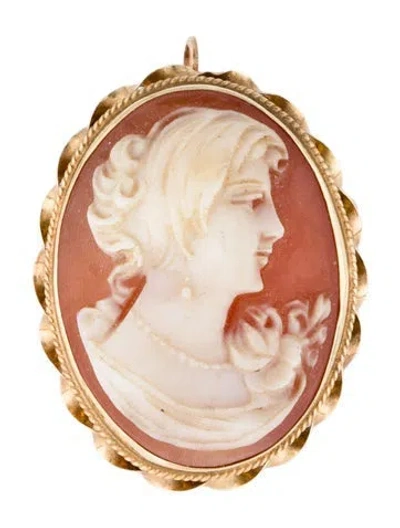 Pre-owned Brooch 10k Shell Cameo  In Multi