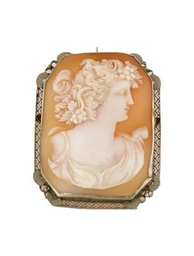 Pre-owned Brooch 10k Shell Cameo Convertible Pendant  In Multi
