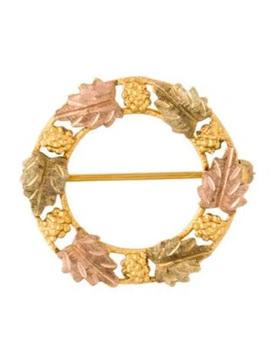 Pre-owned Brooch 10k Two-tone Leaf  Pin In Multi