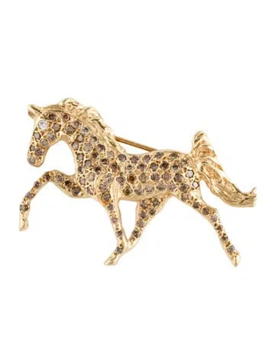 Pre-owned Brooch 14k 1.24ctw Diamond Horse  In Multi