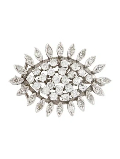 Pre-owned Brooch 14k 1.60ctw Diamond Cluster Pin  In Multi
