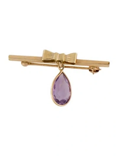 Pre-owned Brooch 14k 1.68ct Amethyst Pin  In Multi