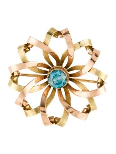 Pre-owned Brooch 14k 1.85ct Zircon  Pin In Multi