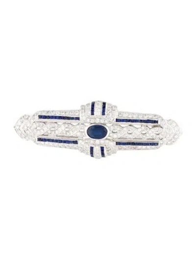 Pre-owned Brooch 14k 2.09ctw Sapphire & 1.41ctw Diamond Art Deco Style  In Multi