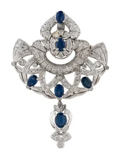 Pre-owned Brooch 14k 2.72ctw Sapphire & 1.00ctw Diamond  In Multi