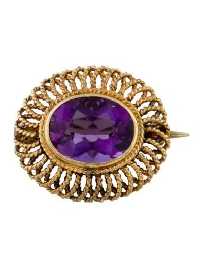 Pre-owned Brooch 14k 2.77ct Amethyst  In Multi