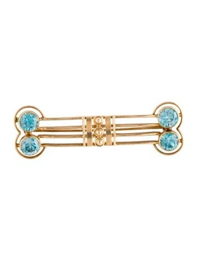 Pre-owned Brooch 14k 4.20ctw Zircon Pin  In Multi