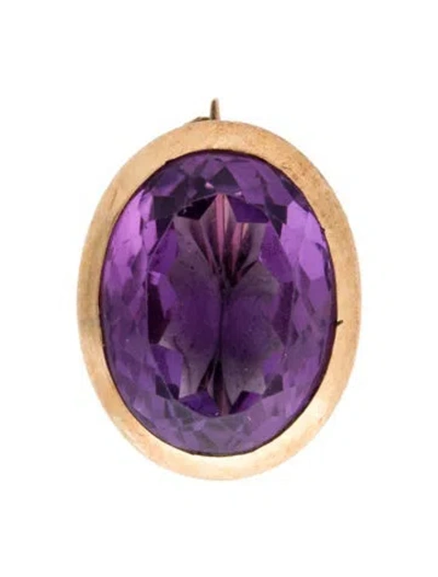 Pre-owned Brooch 14k 7.27ct Amethyst Pin  In Multi