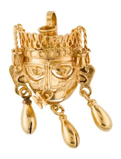 Pre-owned Brooch 14k Aztec God  Pendant In Multi