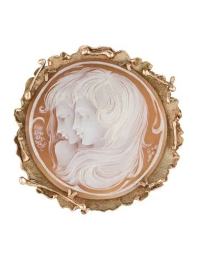 Pre-owned Brooch 14k Cameo Pendant  In Multi