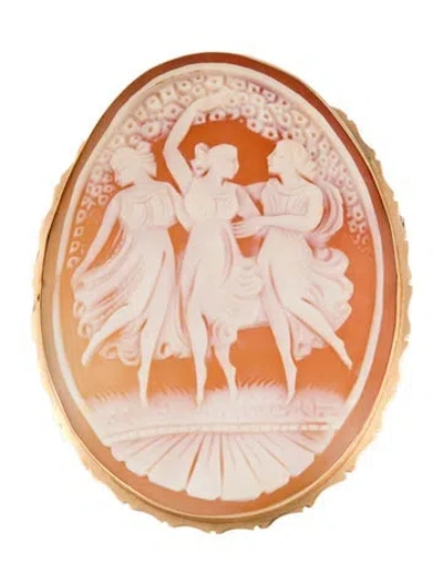 Pre-owned Brooch 14k Cameo Pendant  In Multi