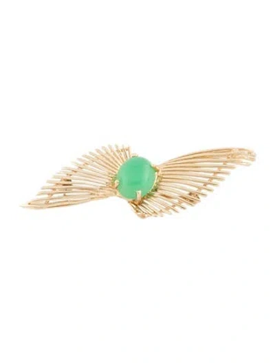 Pre-owned Brooch 14k Chrysoprase  In Multi