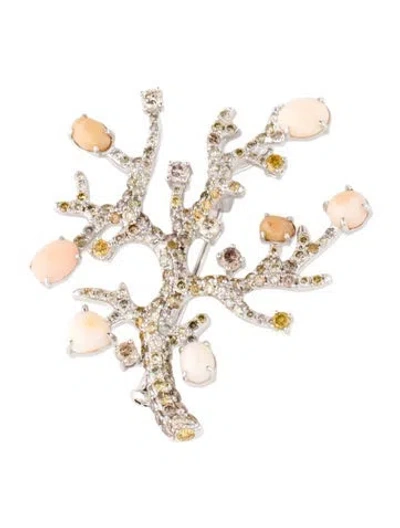 Pre-owned Brooch 14k Conch Pearl & Diamond Pendant  In Multi