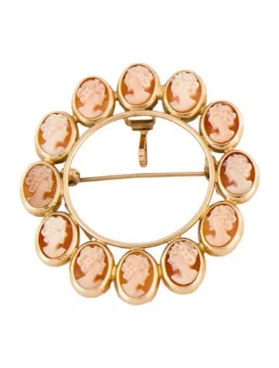 Pre-owned Brooch 14k Convertible Cameo Pendant  In Multi