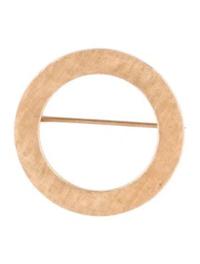 Pre-owned Brooch 14k Crosshatch Circle Pin In Multi