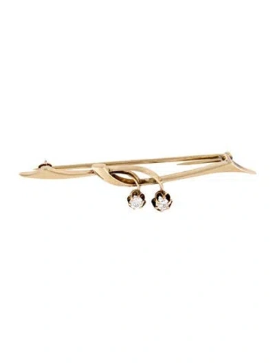Pre-owned Brooch 14k Cubic Zirconia  In Multi